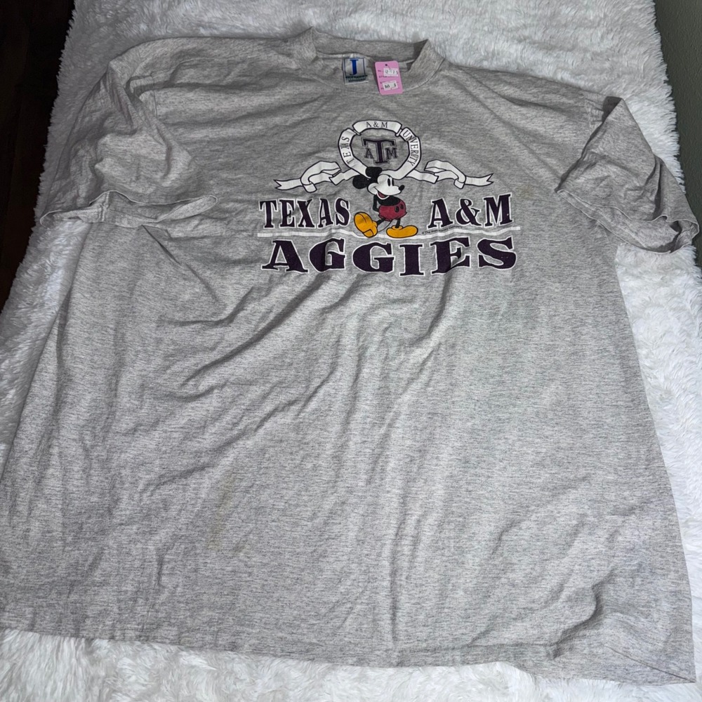 Vintage Jostens Texas A&M Aggies Mickey Mouse T-Shirt Gray One Size Fits‎ All